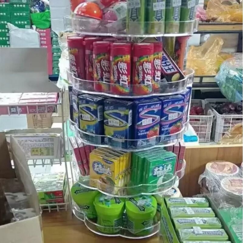 口香糖展示架 旋转陈列架 多层透明指甲油摆摊展示台超市展台柜台