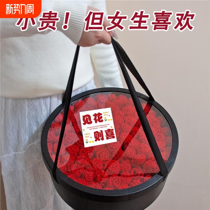 成品玫瑰花毯子毛毯diy手工编织毛线花束材料包送女友礼物圣诞节