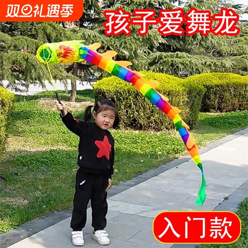 儿童舞龙彩带甩龙手舞龙手甩龙广场健身空竹舞龙初学彩条健身龙