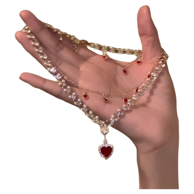 红色爱心珍珠项链|超3.3万次加购