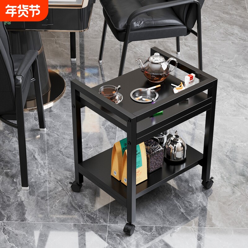 麻将边几茶水架麻将桌小茶几置物架棋牌室大牌可移动专用茶水桌子