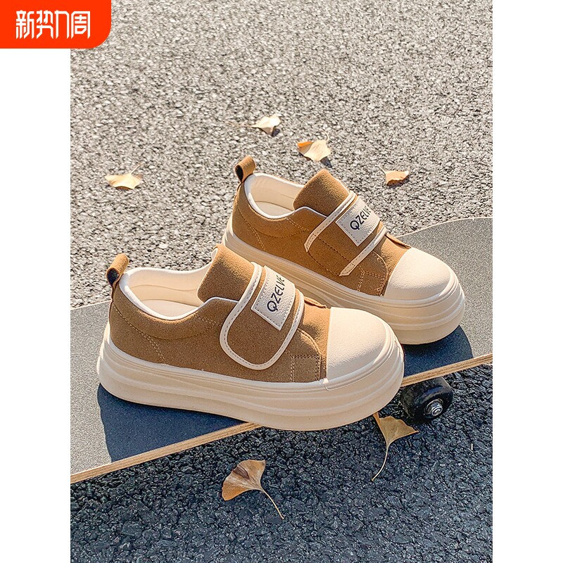 懒人魔术贴厚底鞋女2026新款春季百搭通勤ins潮轻便软底学生板