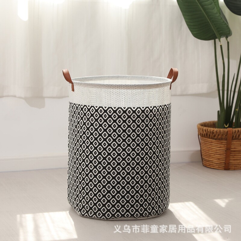 跨境欧式棉麻脏衣桶折叠收纳箱杂物玩具整理篮家居衣物防水洗衣篓