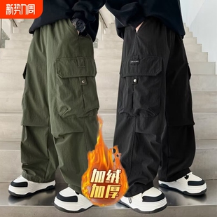 男童裤子2026新款今年流行爆款儿童工装裤中大童冬季男孩加绒长裤