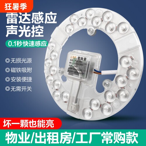 声光控led雷达人体感应灯板灯盘