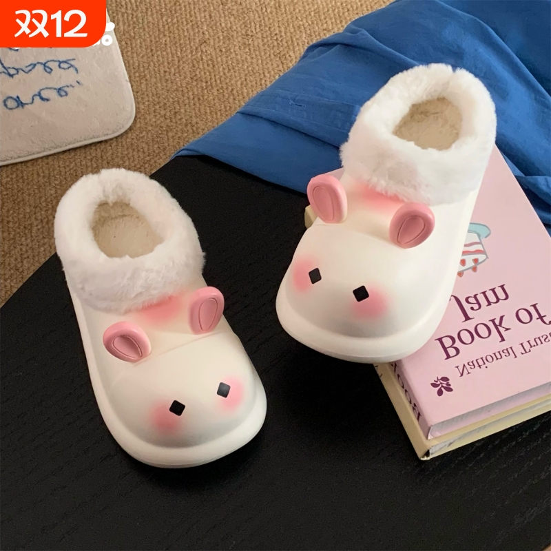细细条可爱小兔子防水保暖棉鞋