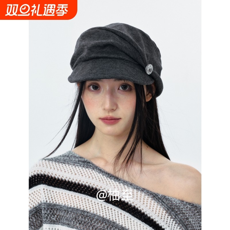 韩系慵懒风堆堆报童帽子女春秋冬季街头日系百搭显脸小鸭舌帽ins