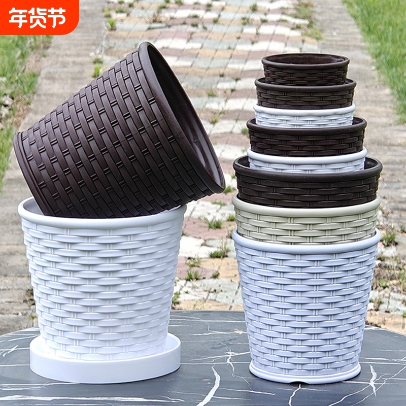 花盆加厚藤编透气圆形多肉创意桌面绿萝盆栽树脂盆特大号阳台竹编,鲜花速递/花卉仿真/绿植园艺,花盆,淘宝优惠券,粉丝福利购,淘宝优惠卷