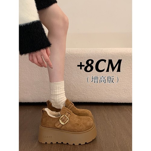 松糕厚底增高加绒勃肯鞋女鞋子2025新款冬爆款雪地靴毛绒乐福棉鞋