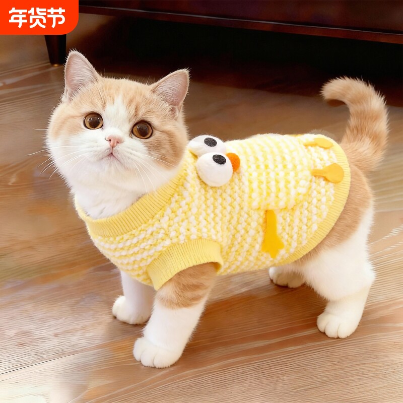猫咪衣服秋冬季保暖可爱金渐层蓝猫防掉毛宠物服装可爱萌宠棉衣