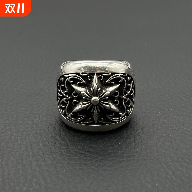 饰仟禧ODEK复古藤蔓六芒星戒指欧美哥特风个性嘻哈指环经典款厚重