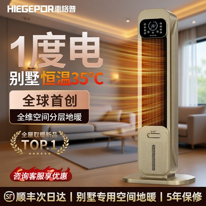 惠格普石墨烯取暖器家用暖风机冷暖两用空调扇取暖新款冷热办公室