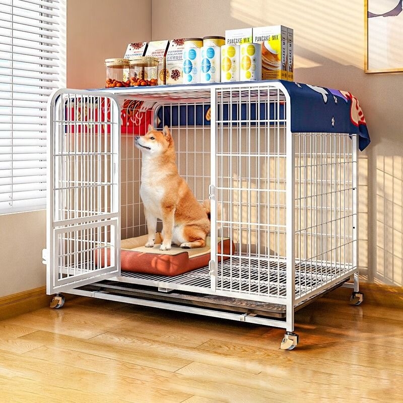 狗笼子小型犬带厕所分离狗窝狗舍室内家用狗笼进出折叠床底开门