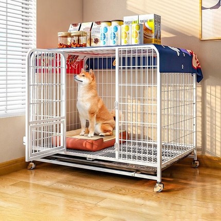 狗笼子小型犬带厕所分离狗窝狗舍室内家用狗笼进出折叠床底开门