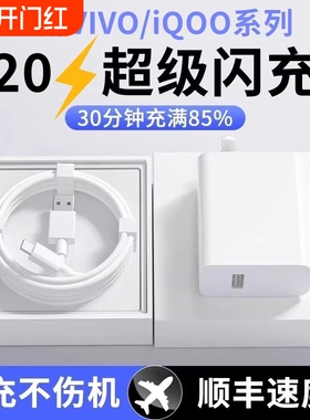 120W适用vivo双引擎原装充电器80W线闪充X50X30X60pro手机S9e正插头原6A正品iQOONeo快充头套装typec数据标准