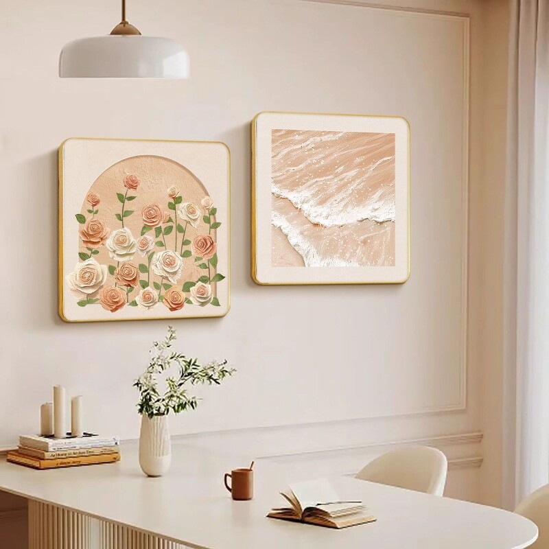 现代餐厅装饰画奶油风饭厅餐桌背景墙壁画厨房墙壁画挂免打孔挂画