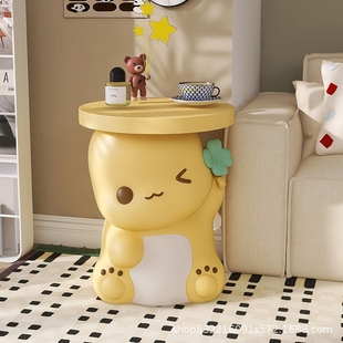 创意小奶龙床头柜现代简约小茶几卡通奶油风边几树脂落地家居摆件