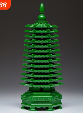 曹堂绿色桃木雕刻文昌塔