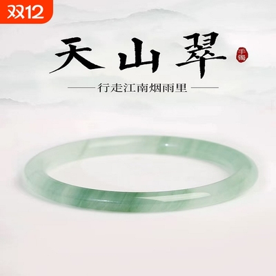 天山翠手镯手链精致女款细条玉镯仿冰透飘花款小众镯子半山细圆条
