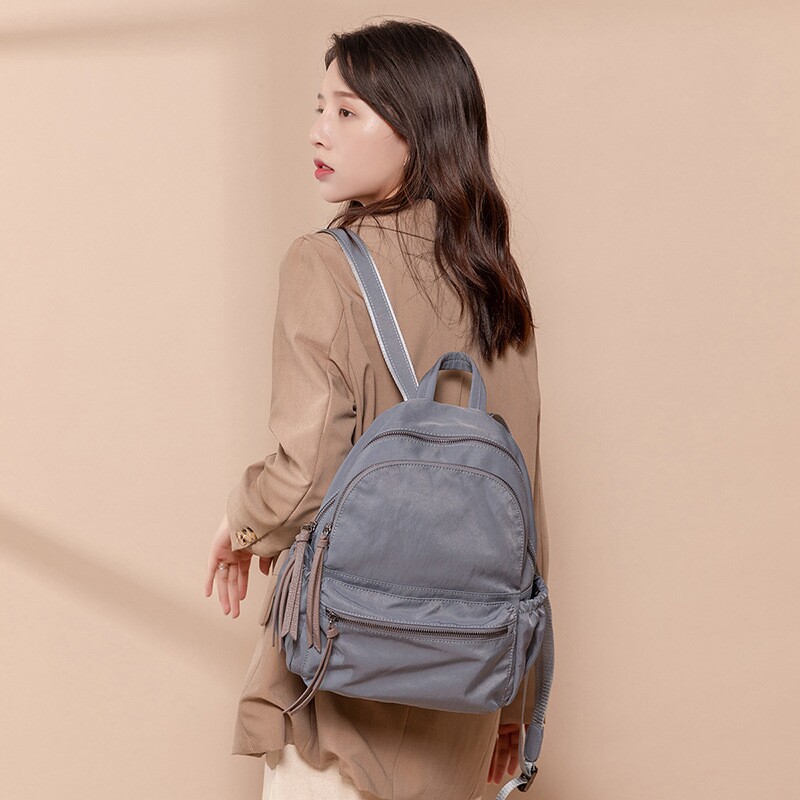牛津布双肩包女2020年新款韩版百搭大容量防水尼龙帆布休闲背包女