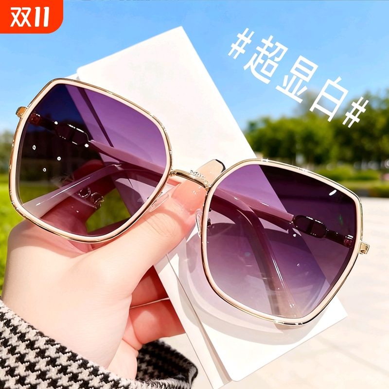 墨镜防紫外线女款时尚新款大框偏光适合方圆脸闪粉设计太阳镜防晒