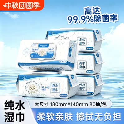 湿巾80抽去抑菌99%加加大加厚大尺寸轻松去污家用强力去污渍