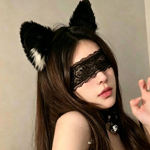 猫耳朵发箍蕾丝眼罩面纱