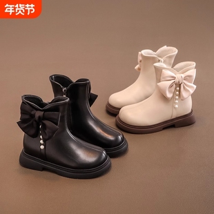 女童马丁靴2025新款秋冬加绒软底女孩短靴儿童靴子公主风二棉皮靴