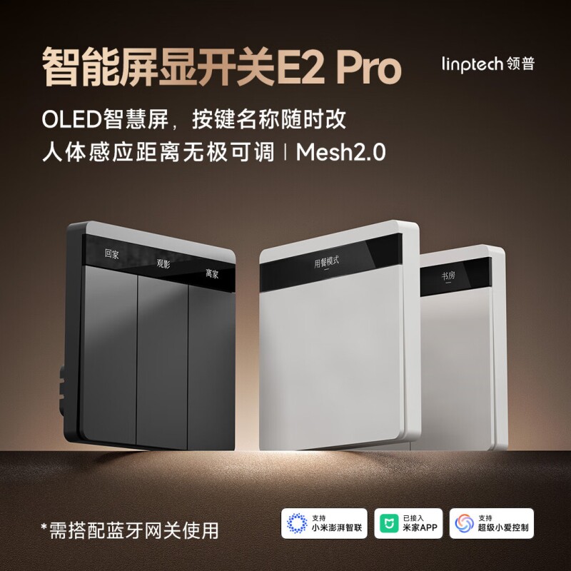 领普E2Pro智能开关mesh2.0自定义屏显按键语音控制面板已