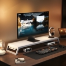 台式 电脑桌面显示器显示屏增高架usb扩展充电笔记本屏幕支架电竞置物架桌面改造支撑架底座多功能扩展坞