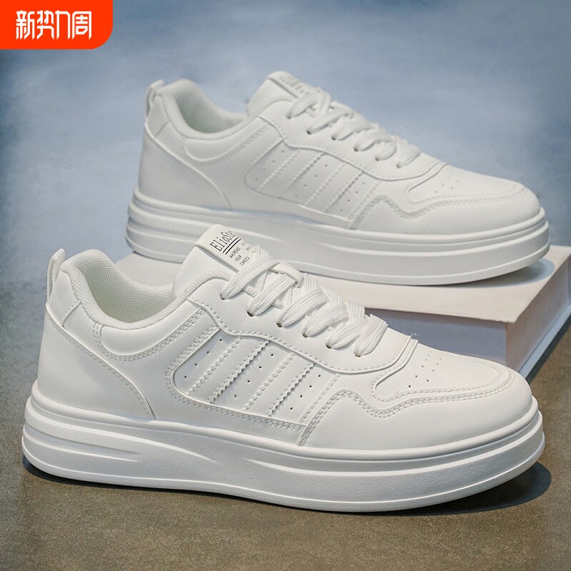 男鞋2026新款夏季透气休闲板鞋运动潮鞋厚底小白鞋学生鞋子男白色