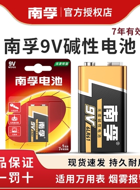 南孚9V九伏碱性电池6LR61万能用表层叠方块形6F22话筒玩具麦克风碱性九伏无线话筒烟雾报警器万能表遥控器
