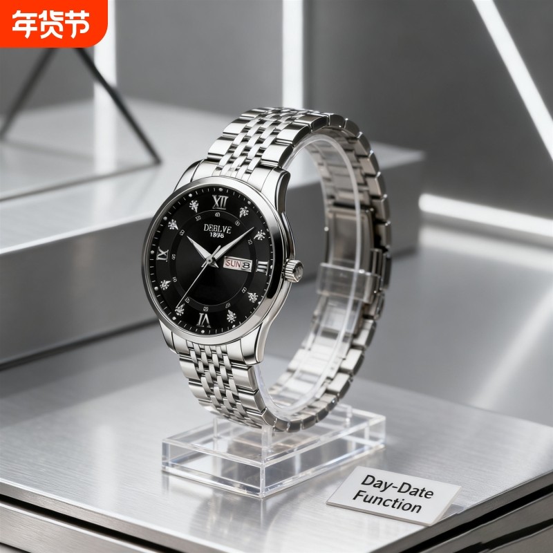 正品瑞士全自动非机械表手表男士学生韩版时尚潮双日历防水表夜光