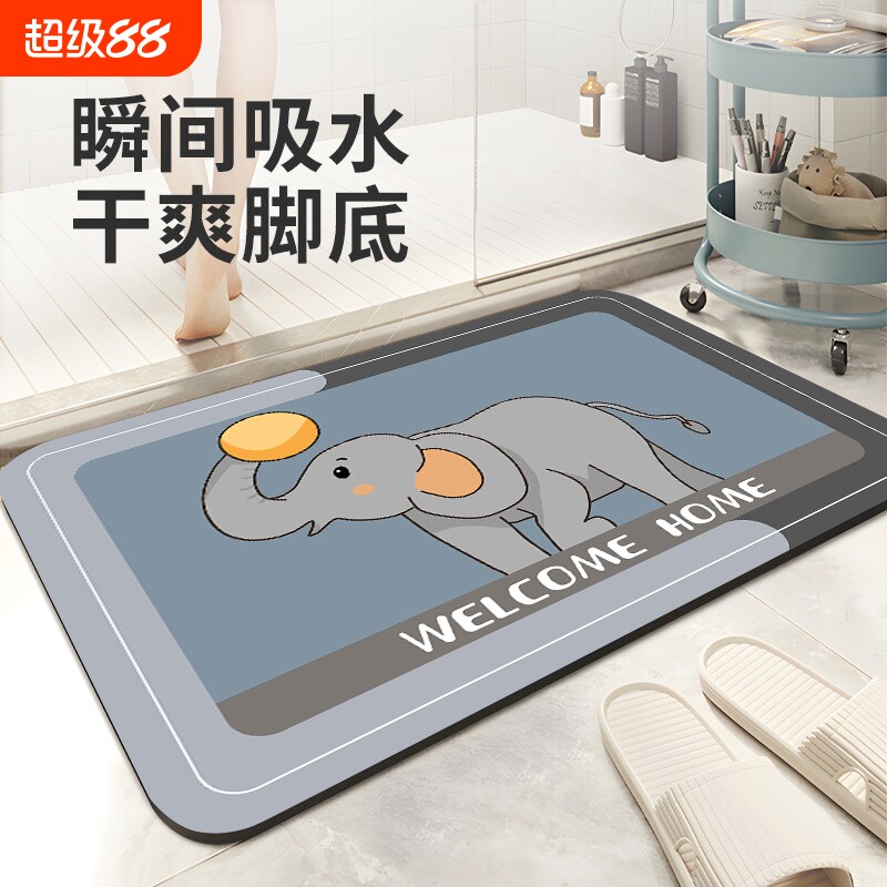 硅藻泥浴室地垫卫生间门口吸水垫防滑家用厕所脚垫子地毯入户门