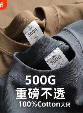【两件装】500g重磅新疆棉长袖t恤男女纯棉纯色大码基础款打底衫