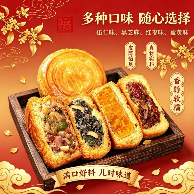 中秋蛋月烧月饼礼盒多口味混装传统工艺真材实料儿时味道散装送礼