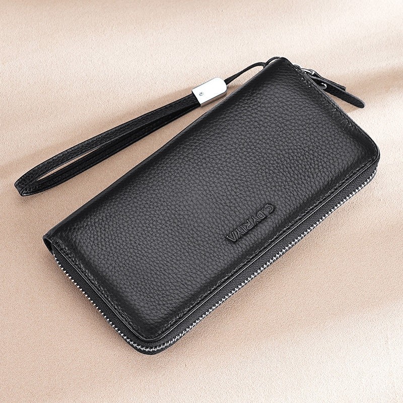 男士钱包长款真皮拉链钱夹2025新款手拿包大容量皮夹爸爸牛皮手包