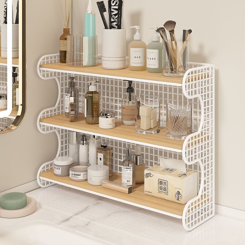 桌面铁艺化妆品置物架桌上收纳盒卧室宿舍整理架护肤品收纳架好物