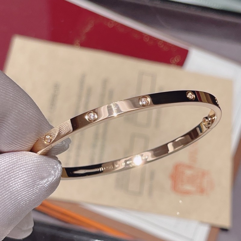 高版镀18K玫瑰金时尚ins高级经典情侣手环窄版满天星手镯女厚