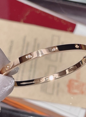 高版镀18K玫瑰金时尚ins高级经典情侣手环窄版满天星手镯女厚