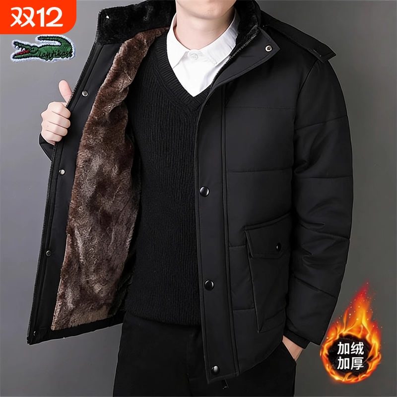贵族鳄鱼棉袄男士加绒加厚冬季保暖防寒棉服爸爸冬装外套上衣夹克