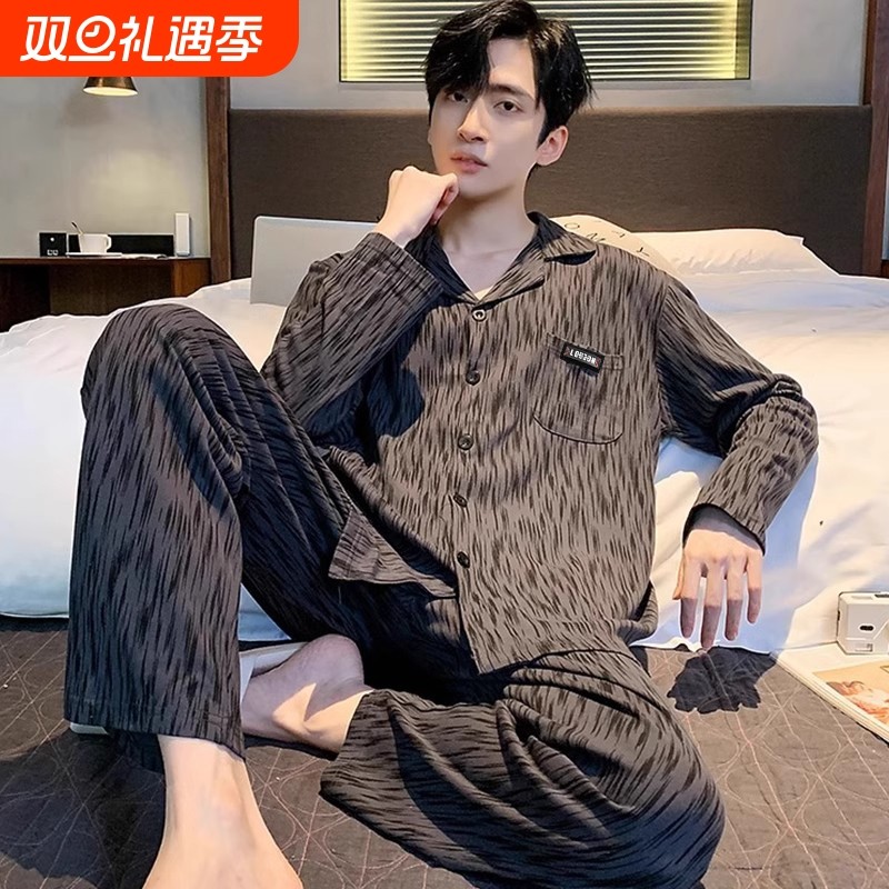 睡衣男士纯棉秋冬款2025新款长袖高级感可外穿大码家居服冬季套装