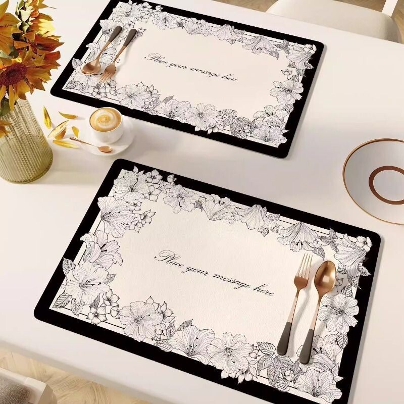 法式轻奢高级防水防油防烫西餐垫家用免洗皮革耐脏隔热餐桌垫子