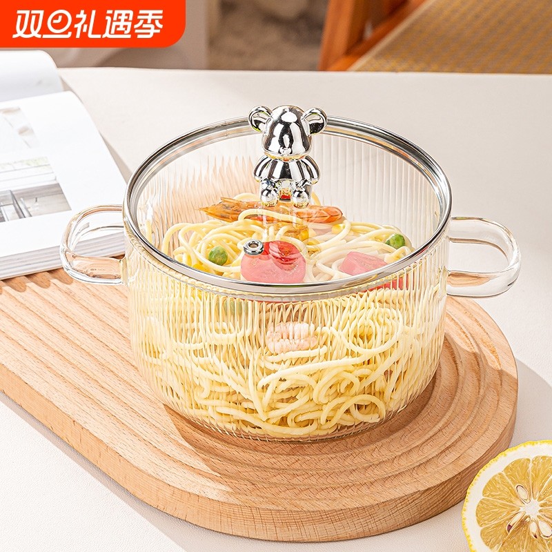 高硼硅玻璃锅明火耐高温小奶锅透明电陶炉专用汤锅煮锅炖锅煲