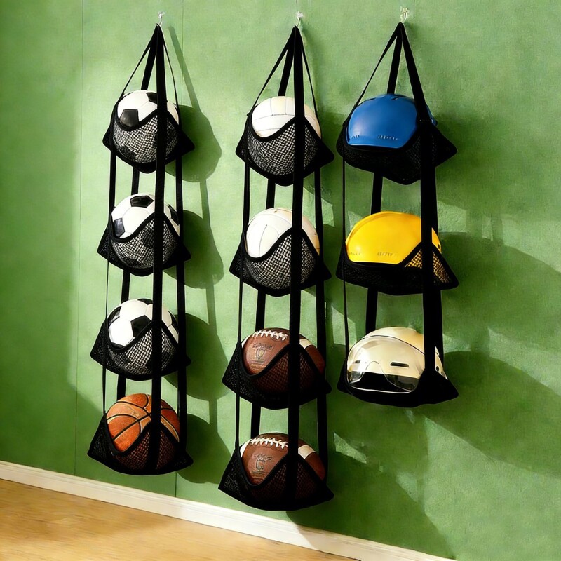 球类收纳挂袋家用篮球收纳筐门上挂足球多层网玩偶娃娃置物架神器