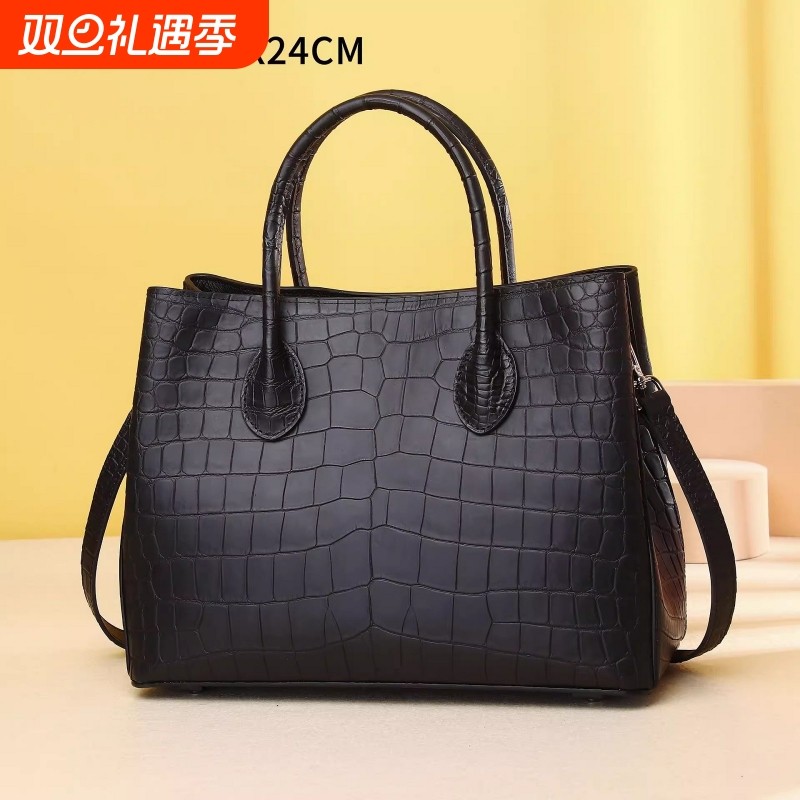雾面鳄鱼肚纹花园包经典高端女包手提包单肩斜跨女士包包