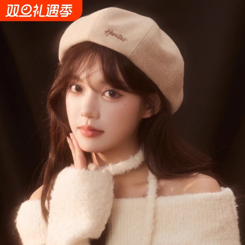 秋冬立体版型加厚保暖贝雷帽画家帽八角蓓蕾帽显脸小复古南瓜帽潮