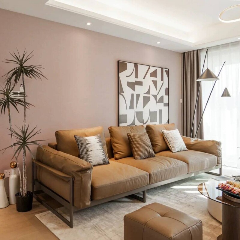 法式奶油风客厅饼干布艺沙发简约民宿出租房泡芙直排沙发