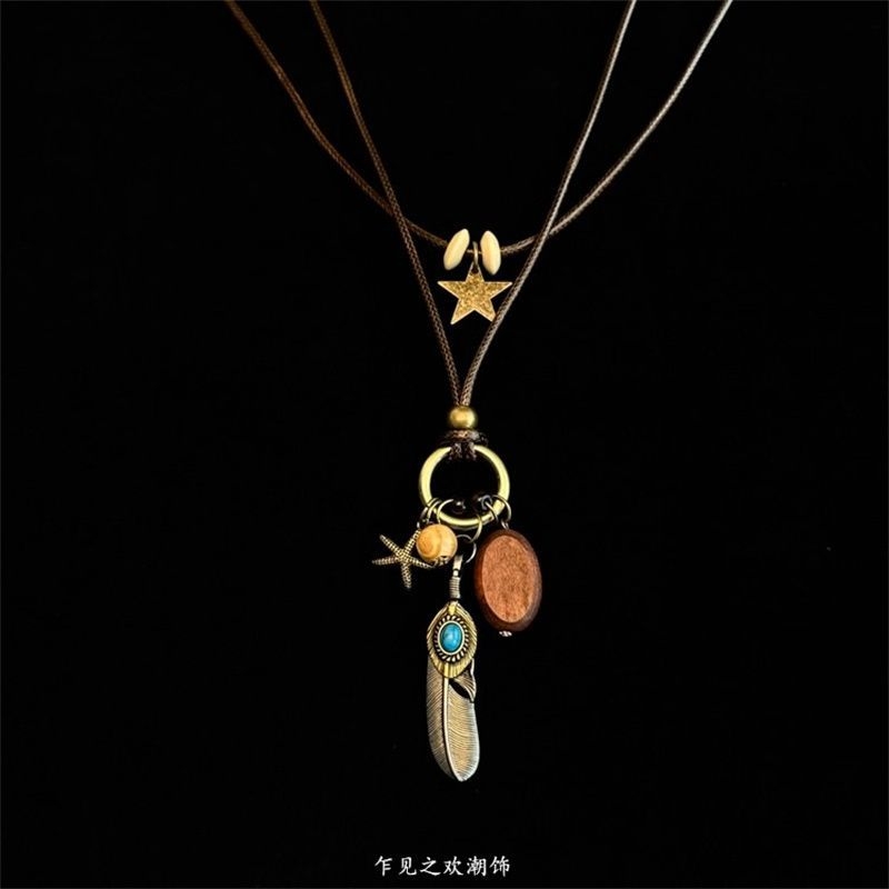 Vintage 古着 Feather starfish 项链毛衣链