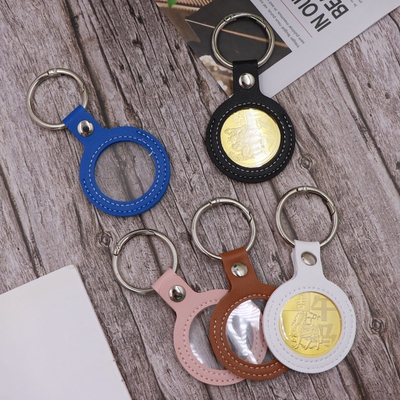 新款PU皮30-38mm纪念币钥匙扣挂件适用1893硬币存放皮套黑色粉色